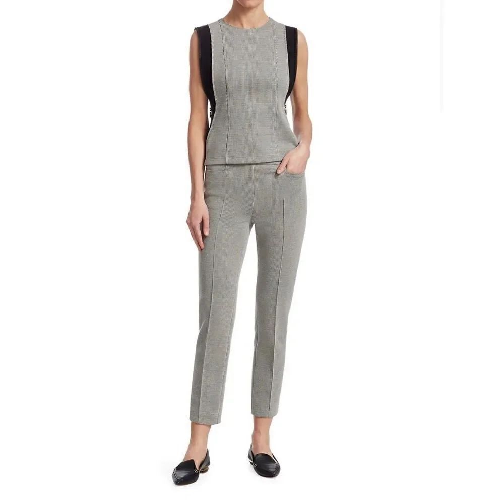 Akris punto Franca Houndstooth Cropped Trousers Black Cream Women’s Size 6 / S